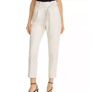 NWT Lucy Paris Cream Faux Leather Paperbag-Waist Pants - Sz XS